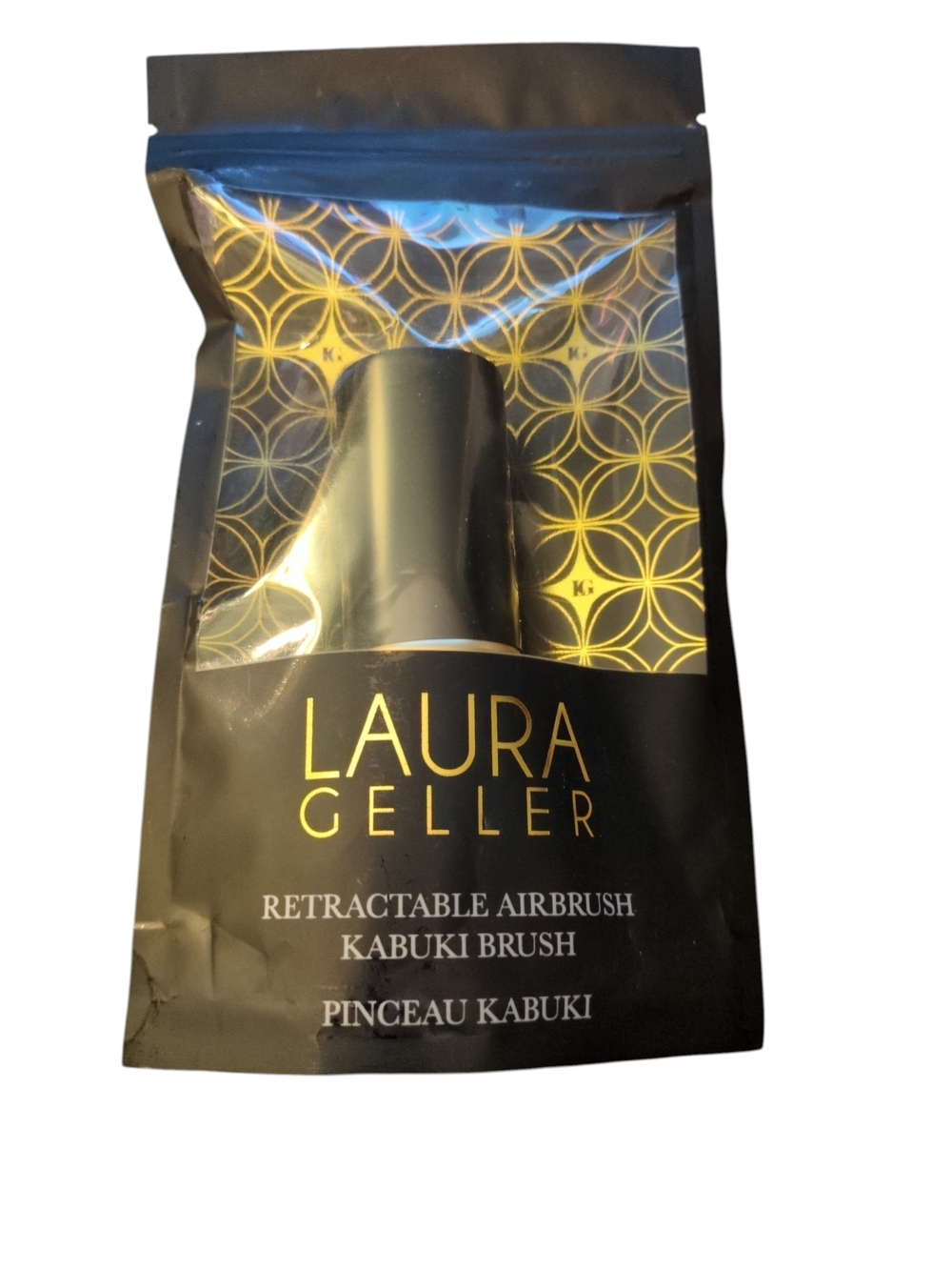 Laura Geller Black and Gold Retractable Kabuki Brush Pouch